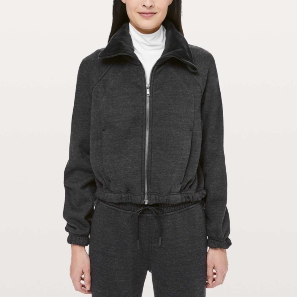 Lululemon Plush Times Jacket Heathered Core Black / Black - Size 10